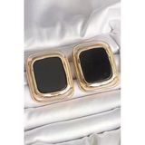 Pirinç Gold Renk Siyah Mineli Kare Model Kadın Küpe Eb-53-Vice/(1395) 3321