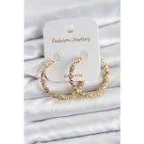 Pirinç Gold Renk Tırtıklı Halka Model Kadın Küpe TG27BKP11606