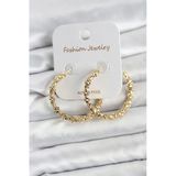 Pirinç Gold Renk Tırtıklı Halka Model Kadın Küpe - Tj-Bkp11606