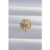 Pirinç Gold Renk Yonca Earcuff Küpe