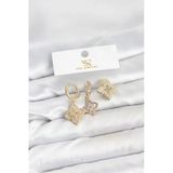 Pirinç Gold Renk Yonca Model Ysx Trio Küpe Seti