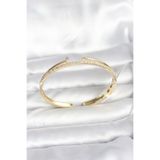 Pirinç Gold Renk Zirkon Taşlı Çivi Model Kadın Kelepçe Bileklik - EBJ251201W38544 BB8090