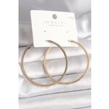 Pirinç Gold Renk Zirkon Taşlı Halka Model Kadın Küpe - Tj-Bkp10015