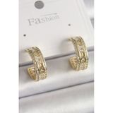 Pirinç Gold Renk Zirkon Taşlı İşleme Detay Halka Model Kadın Küpe Vice1395 3898