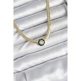 Pirinç Gold Renk Zirkon Taşlı Kadın Kolye - Lisinya - 001-Renkli