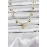 Pirinç Gold Renk Zirkon Taşlı Kutup Yıldızı Model Kadın Kolye Eb-53-Vice/(1395) 3217