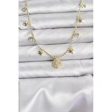 Pirinç Gold Renk Zirkon Taşlı Kutup Yıldızı Model Kadın Kolye - Tj-Bko10647 Tg-1395 346302