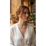 Pirinç Gümüş Renk Choker Model Zirkon Taşlı Kadın Kolye 5886