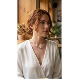Pirinç Gümüş Renk Choker Model Zirkon Taşlı Kadın Kolye - Lisinya