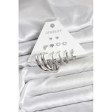 Pirinç Gümüş Renk Halka Modelli 6 Çift Kadın Küpe - TJ-BKP11335