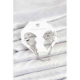 Pirinç Gümüş Renk Kelebek Model Zincir Bağlantılı Ear Cuff Küpe Seti - Tj-Bkp11535