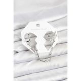 Pirinç Gümüş Renk Kelebek Model Zincir Bağlantılı Ear Cuff Küpe Seti