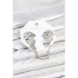 Pirinç Gümüş Renk Model Zincir Bağlantılı Ear Cuff Küpe Seti