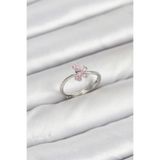 Pirinç Gümüş Renk Pembe Kelebek Kadın Yüzük - EBJ250927W37958