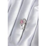 Pirinç Gümüş Renk Pembe Zirkon Taşlı Charm Model Kadın Yüzük - EBJ240920W28140