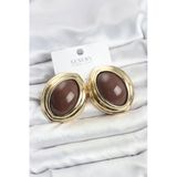 Pirinç Kahverengi Badem Model Vintage Gold Kadın Küpe - Tj-Bkp11590