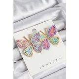 Pirinç Rainbow Kelebek Model Gold Renk Kadın Hasır Küpe