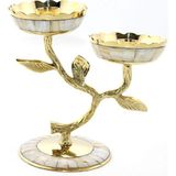 Pirinç Sedefli 2'li Şamdan 5934 - Lisinya - 001-Renkli