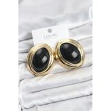 Pirinç Siyah Badem Model Gold Kadın Küpe - Tj-Bkp11593