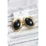 Pirinç Siyah Badem Model Vintage Gold Kadın Küpe -1492