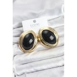 Pirinç Siyah Badem Model Vintage Gold Kadın Küpe (Vice/1395)