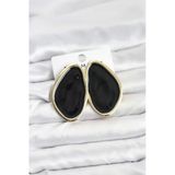 Pirinç Siyah Mineli Damla Model Vintage Plaka Kadın Küpe 5886
