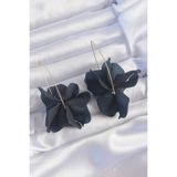 Pirinç Siyah Renkli Flora Küpe - Lisinya - 001-Renkli