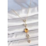 Pirinç Zincir Kehribar Sarı Gold Renk Zirkon Taşlı Y Kolye - Lisinya - 001-Renkli