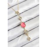 Pirinç Zincir Pembe Gold Renk Zirkon Taşlı Y Kolye - Tj-Bko10556 Tg-1395 345924