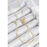 Pirinç Zirkon Taşlı Ezme Zincirli Madalyon Model Gold Renk Y Kolye Vice1395 0898