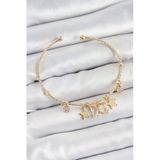 Pirinç Zirkon Taşlı Kelebek Ve Yıldız Model Gold Renk Charm Bileklik - Tj-Bb7355