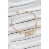 Pirinç Zirkon Taşlı Kelebek Ve Yıldız Model Gold Renk Charm Bileklik