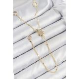 Pirinç Zirkon Taşlı Kutup Yıldızı Model Gold Renk Y Kolye - Lisinya - 001-Renkli