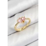 Pirinç Zirkon Taşlı Pembe Kalp Model Gold Renk Kadın Yüzük - EBJ250726W36700
