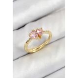 Pirinç Zirkon Taşlı Pembe Model Gold Renk Kadın Yüzük - Tj-Byk3802