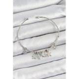 Pirinç Zirkon Taşlı Ve Yıldız Model Gümüş Renk Charm Bileklik - Tj-Bb7345