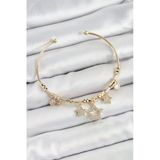 Pirinç Zirkon Taşlı Yıldız Model Gold Renk Charm Bileklik -1492