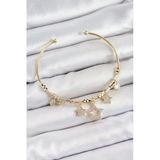 Pirinç Zirkon Taşlı Yıldız Model Gold Renk Charm Bileklik (Vice/1395)