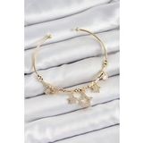Pirinç Zirkon Taşlı Yıldız Model Gold Renk Charm Bileklik