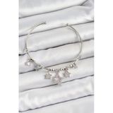 Pirinç Zirkon Taşlı Yıldız Model Gümüş Renk Charm Bileklik 5886