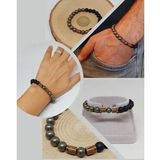 Pirit & Oniks Taşı 8mm Unisex Tasarım Bileklik Hawaii Model (2916)