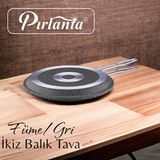Pırlanta Füme 32 cm Granit İkiz Balık Tavası