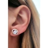 Pırlanta Işıltısında Swarovski Taşlı Gümüş Rose Tek Taş Küpe