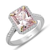 Pırlanta ve Pembe Topaz Baget Kesim Tektaş Yüzük