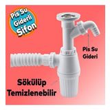 Pis Su Giderli Sokulebilir Tasli Cift Gider Sifon Koruklu Temizlenebilir Mutfak Banyo Lavabo Koruklu Boru