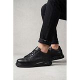 Pisagor PS-01209 Erkek Hakiki Deri Sneakers Spor Ayakkabı - Siyah