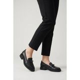 Pisagor PS-2545 Kadın Hakiki Deri Günlük Loafer Ayakkabı - Siyah