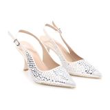Pisagor PS-32150 Kadın 7 cm Arkası Açık Abiye Stiletto Ayakkabı - Gümüş