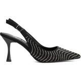 Pisagor PS-32340 cm Topuklu Kadın Taşlı Arkası Açık Stiletto Abiye Ayakkabı - Siyah