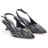 Pisagor PS-32370 Kadın 4 cm Arkası Açık Taşlı Abiye Stiletto Ayakkabı - Siyah
